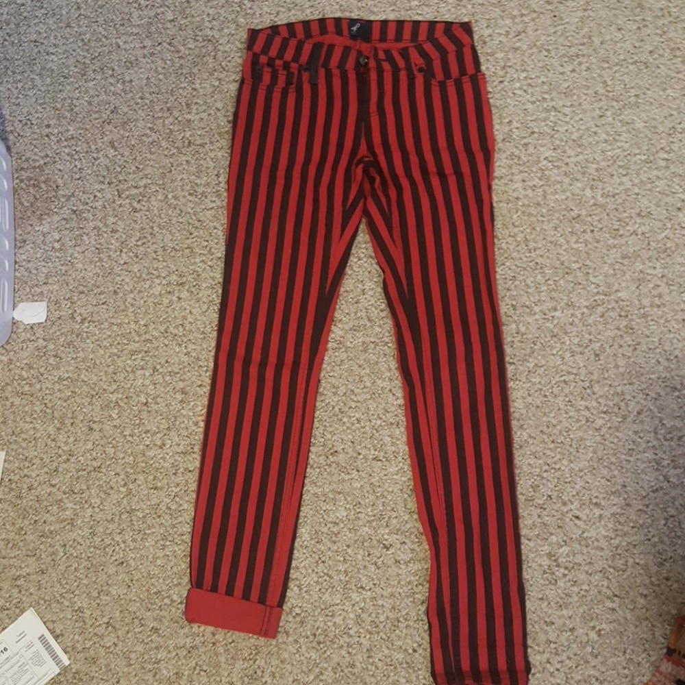 Striped skinny jeans